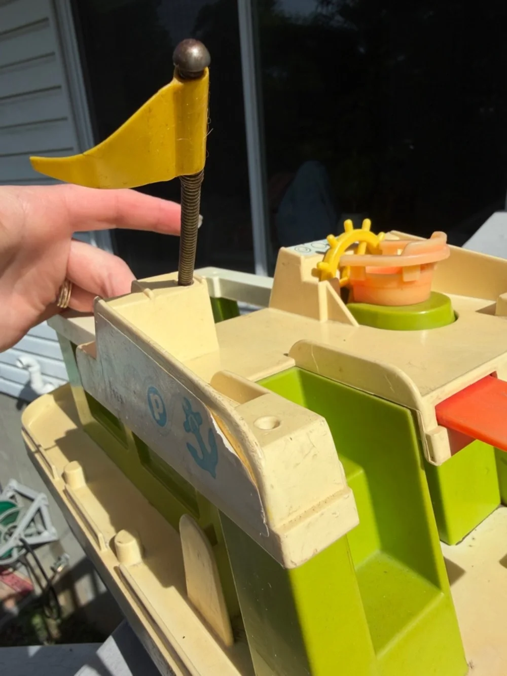 The Fisher Price Little People Play Family Happy Houseboat #985 from 1972